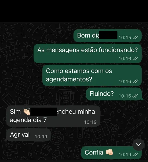 Mensagem de cliente elogiando o resultado do trabalho da N3