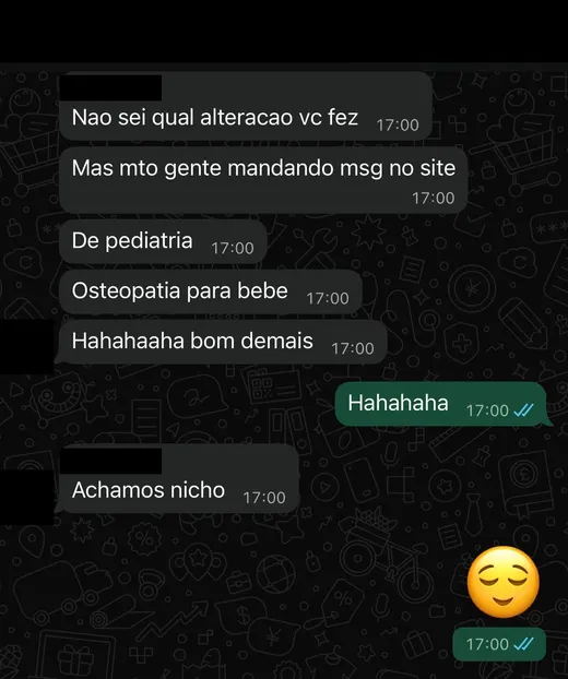 Mensagem de cliente elogiando o resultado do trabalho da N3