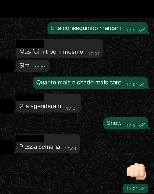 Mensagem de cliente elogiando o resultado do trabalho da N3