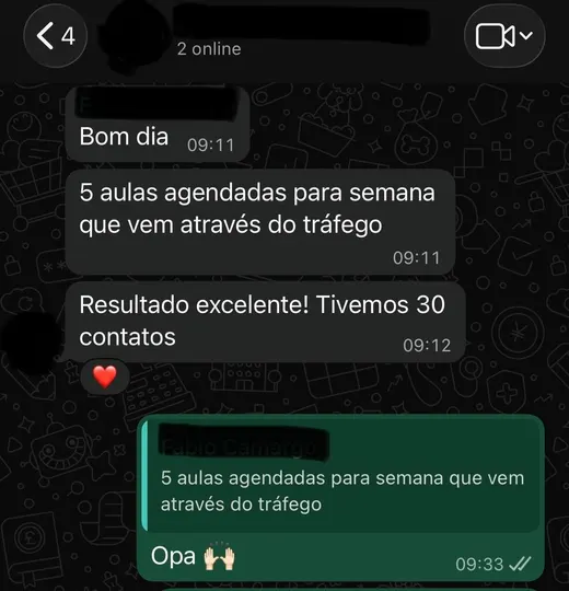 Mensagem de cliente elogiando o resultado do trabalho da N3